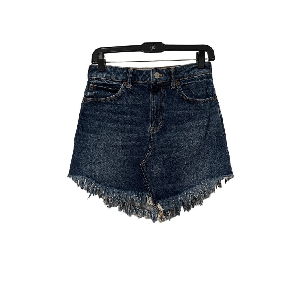 Free People Fringe Jean Mini Skirt (Size 25)